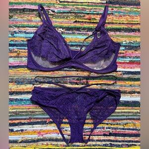 Adore Me Purple Lace Lingerie Set – 38DDD Bra & XL Panty Fit